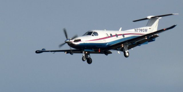Pilatus PC-12 (N774GW) - About to touch down is this 2006 Pilatus PC-12/47 in the Winter of 2024.