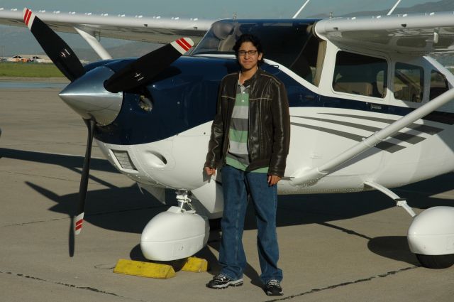 Cessna 206 Stationair (N6496M) - My son with our N6496M at Brown Field, San Diego, Ca.