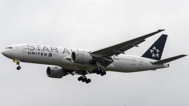 Boeing 777-200 (N77022) - Star Alliance Livery arriving for maintenance. Super rare visitor to SAT.