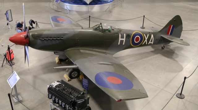 SUPERMARINE Spitfire (TCX847) - At Pima Air & Space Museum, Tucson, AZ, 21 Apr 18.  More info from PASM website:br /br /Manufacturer: SUPERMARINEbr /Markings: Royal Air Forcebr /Designation: FR. XIVebr /Serial Number: MT847br /br /SPITFIREbr /br /The Spitfire is widely regarded as the best British fighter of World War II and was the only British designed fighter to remain in production for the entire length of the war.  Design of the Spitfire began in 1934 with the first prototype flying the following year.  The Spitfire entered service in 1938 just one year before World War II began.  The Spitfire proved to be a very adaptable design with versions dedicated to everything from short range interceptors to high speed photo reconnaissance.br /br / br /br /The Mark XIV included many changes to the original Spitfire design.  Most notable are the change from the Rolls Royce Merlin engine to the larger and more powerful Rolls Royce Griffon engine which required a redesign of the aircraft’s nose and the use of a five-bladed propeller.  The fuselage was further redesigned to incorporate a bubble type canopy that gave much greater visibility for the pilot.  The “FR” or fighter-reconnaissance version also added a fuselage mounted camera located behind the cockpit that could be pointed out a window on either side of the plane.  Finally, the famous elliptical wing was redesigned with the wing tips shortened and squared off to improve the aircraft’s performance at lower altitudes. 