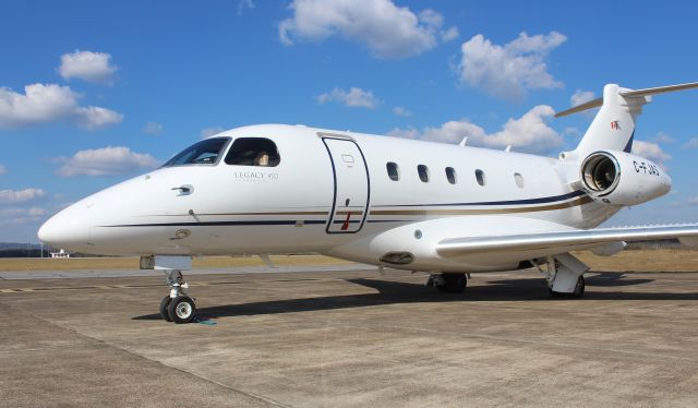 Embraer Legacy 450 (C-FJAS) - A 2017 model Embraer EMB-545 Legacy 450, owned and operated by AirSprint, on the ramp at Northeast Alabama Regional Airport, Gadsden, AL - November 3, 2022.