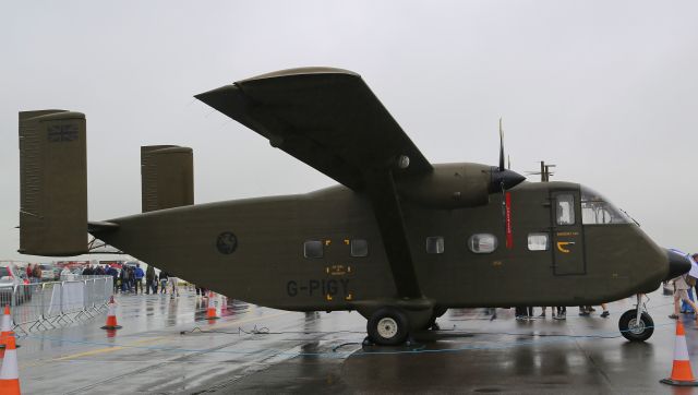 Short Skyvan (G-PIGY) - Short Skyvan at a very wet R.A.F. Waddington air show.