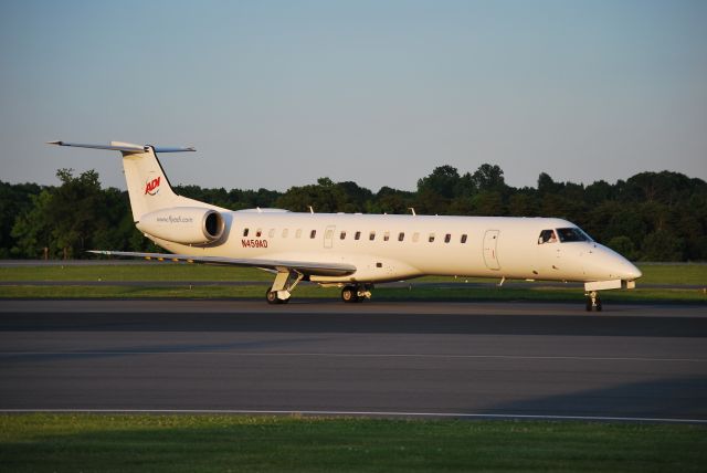 Embraer ERJ-145 (N459AD) - AERODYNAMICS INC arriving at KJQF, provides air transportation services for NASCARs BK Racing Team - 6/1/14