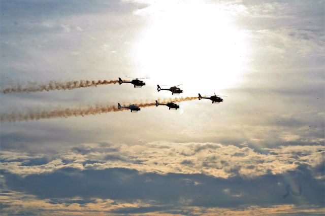 — — - Shot by me as flight director, during Habsheim Airshow Sept 10.11. Extrordinary ASPA Helicopters Patrol  display from Spain (Camera Canon350D)