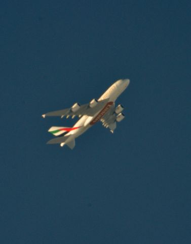 Airbus A380-800 — - Emirates 222 Dallas/Fort Worth Intl to Dubai Intl over Cleveland 36,000 ft. 10-26-14