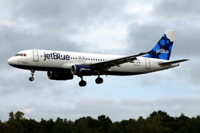 Airbus A320 (N636JB) - The JetBlue A320 on short final for runway 24.