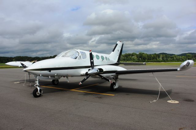 Cessna Chancellor (N361GC) - A Cessna 414 Chancellor tied down on the ramp at Joe Starnes Field, Guntersville Municipal Airport, AL - August 09, 2016 