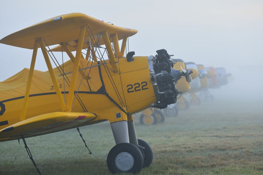 EAA Biplane — - Foggy Line at Sun n Fun 2014, Lakeland Linder Airport, Florida