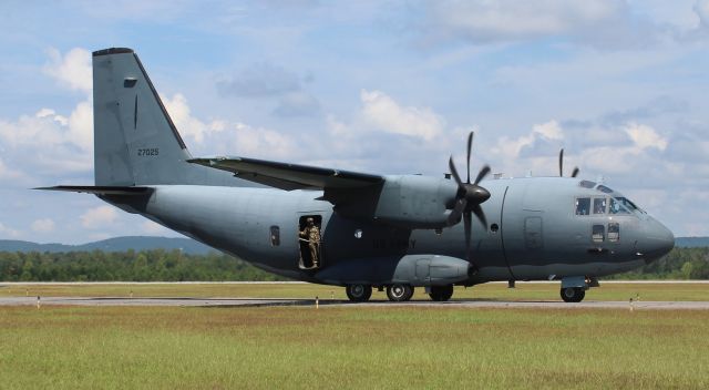ALENIA Spartan (C-27J) (1027025) - A U.S. Army Alenia Aermacchi C-27J Spartan about to taxi onto the ramp at NE Alabama Regional Airport, Gadsden, AL - August 9, 2022.