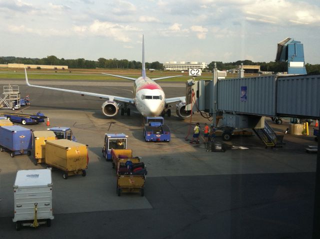 Boeing 737-700 (N945WN) - Getting ready to push gate C2 Albany International Airport.