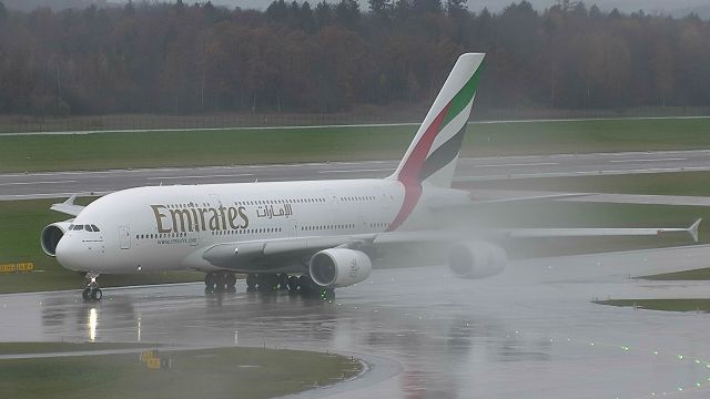 Airbus A380-800 (A6-EUA) - shot from the webcam!