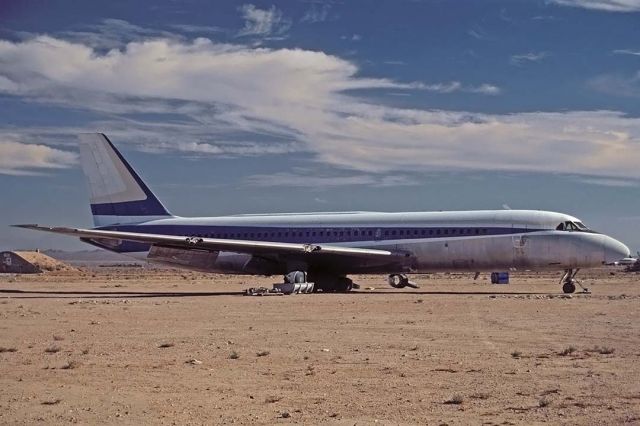 N812AJ — - Convair Cv-880 N812AJ at the Mojave Airport on September 10, 2001. Its Convair construction number is 22-00-23. It was delivered to TWA as N817TW in 1960 and immediately leased to Northeast Airlines. Warner Brothers bought it in 1990. Its left wing tip was removed during filming of a runway collision for the movie The Rookie, which featured Clint Eastwood and Charlie Sheen.