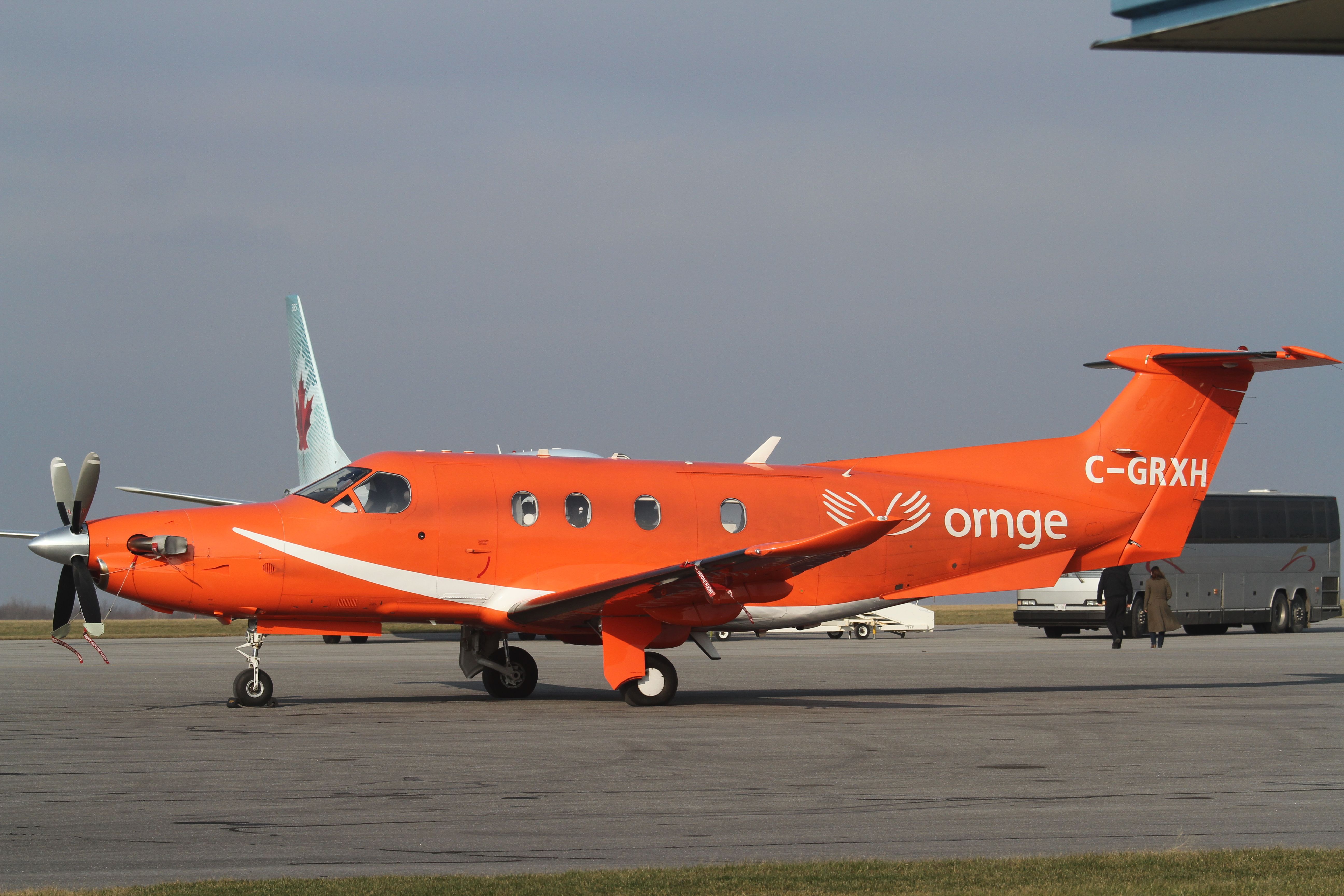 Pilatus PC-12 (C-GRXH) - Air Ambulance of Ornge air parked at Kingston's Norman Rogers Airport..