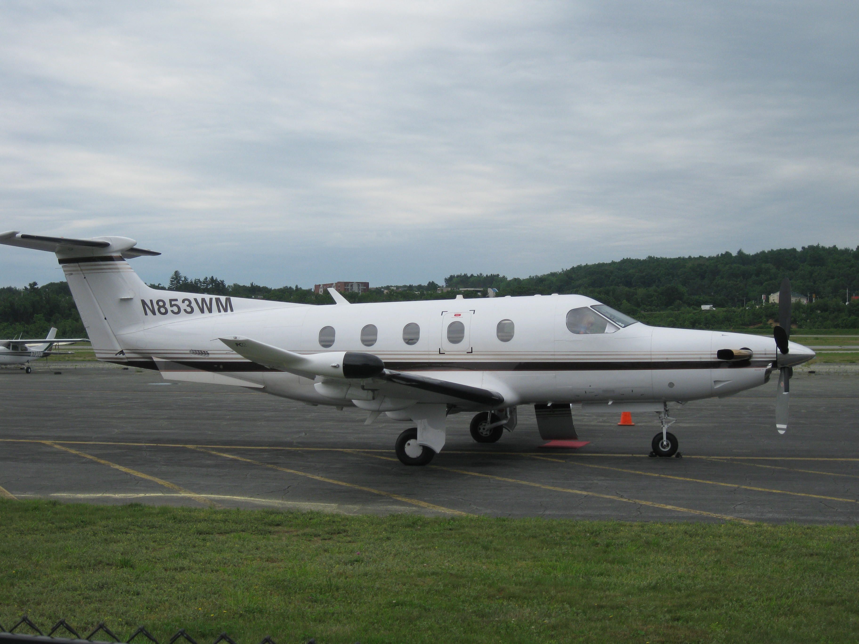 Pilatus PC-12 (N853WM) - Sitting on the ramp after arriving from Cincinnati, OH (KLUK).