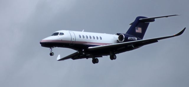 Cessna Citation Longitude (N7777B) - About to touch down is this 2024 Cessna 700 Citation Longitude in the Spring of 2025.