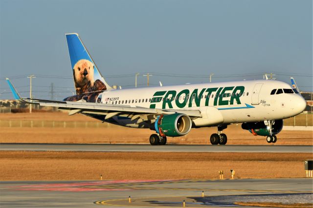 Airbus A320 (N235FR) - Frontier (Pike the Otter Livery) Airbus A320-214 arriving at YYC on Jan 3.