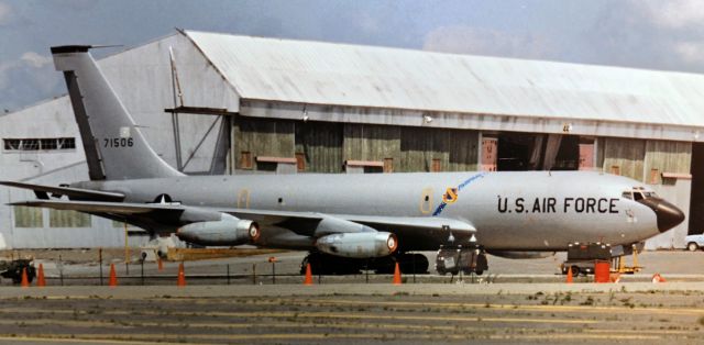 Boeing C-135FR Stratotanker (57-1506) - * * Many Thanks to my friend Tom Vance (aka: Alien) for passing along the method that made it possible for me to post my 34 year old photograph. * *br /This photoshop-resurrected print picture was taken at Loring AFB, Maine, and those Pratt and Whitney J-57-P engines are a dead giveaway that this click of 571506 was snapped a long, long time ago. This Boeing Stratotanker was a 28 year old KC-135A model back when I caught it here; today, 571506 is STILL flying ... at 61 years old ... as a KC-135R!! br /In this pic, 571506 wears the emblem of the Strategic Air Command's 42nd (Heavy) Bombardment Wing, Loring AFB, Limestone, Maine. Loring AFB closed in the 90s and is now known as Loring International Airport (ME16). This is my third post of photos I took while stationed at Loring.br /Today, 571506 wears an Altus AFB, Oklahoma, tail flash (54th ARS / 97th AMW) ... and, as a KC-135R, it is a much improved aircraft. The P and Ws have been replaced with CFM CF-100 engines and the Block 45 upgrade has transformed the cockpit into a modern, up to date front office. 