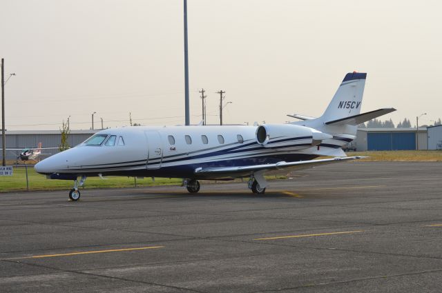 Cessna Citation Excel/XLS (N15CV) - Parked on the ramp prior to departure for Logan (KLGU/LGU) via Redmond (KRDM/RDM).