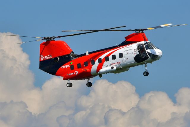 VERTOL 107 (N185CH) - Kawasaki-Vertol KV107-IIbr /Heliswiss International AGbr /s/n: 4003, Built: 1963br /07-20-2024br /in front of the Stanserhorn mountain
