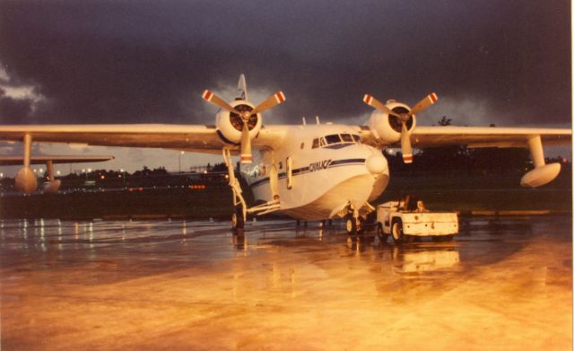 Grumman HU-16 Albatross (N117FB) - This is what it looked like when you came through the gate for another day of flying the line. Spring 1986.