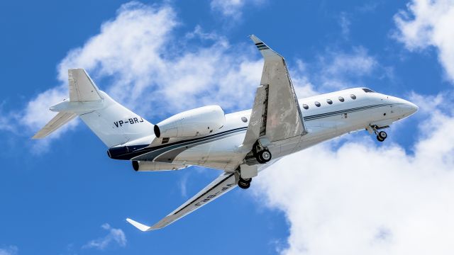 IAI Gulfstream G280 (VP-BRJ) - Gulfstream G280 VP-BRJ climbing out on her next leg after making a fuel stop from far south heading over the big pond!