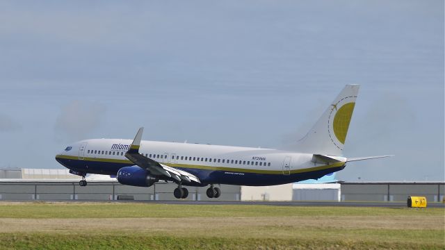 Boeing 737-800 (N739MA) - BSK652 nears touchdown on runway 34L on 11/28/11.