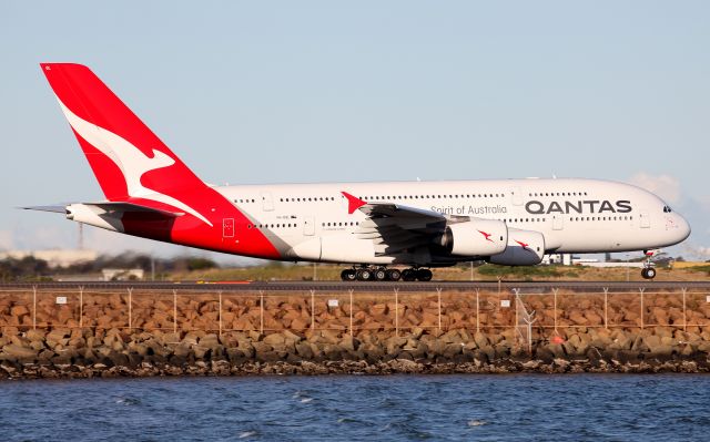 Airbus A380-800 (VH-OQL) - Lifting Off From Rwy 16R Silver Roo Livery