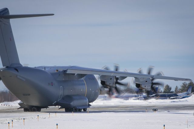 — — - RAF A400M taxiing on Alpha for departure from KBGR.