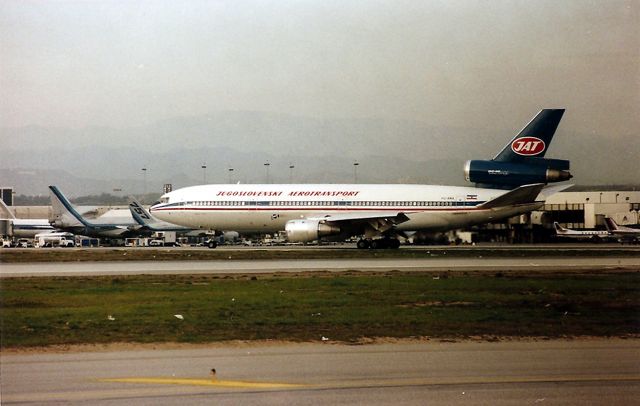 McDonnell Douglas DC-10 (YU-AMA) - KLAX - DC 10 of JAT - Yugoslavian Airlines at LAX in Sept 1989. cn 46981/259 as YU-AMA. There are very few photos of this jet on the Internet aircraft websites.