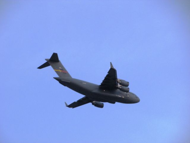 Boeing Globemaster III (94-0068) - C-17 Globemaster over my house in Placentia, CA, en route to flyover of Angel Stadium for 2015 home opener 4.10.15.