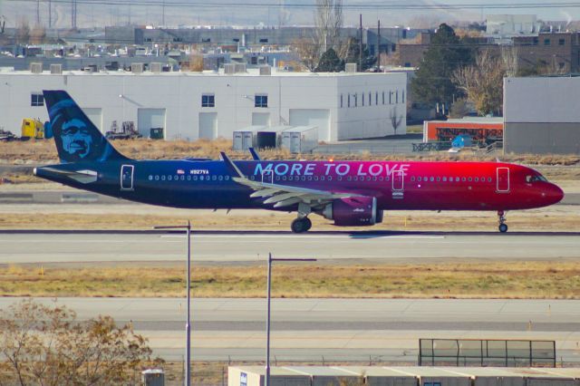 Airbus A321neo (N927VA) - This beautiful Alaska Airlines A321neo in the "More to Love" paint scheme taking off from 34L off to Seattle.