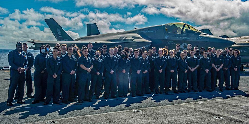 — — - Petty officer first class Monica E. Del Coro br /Operational Group USS America (LHA-6) br /Marine Fighter Attack Squadron 121 br / F-35B Lightning II br /February 20, 2022br /Photo: MCFA Lee 