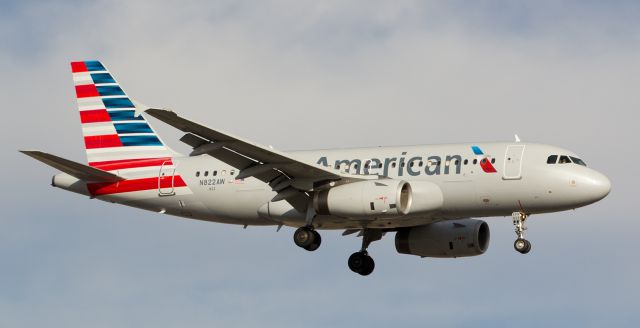 Airbus A319 (N822AW) - Although this shot of N822AW on its s/final approach to RTIAs runway 16R is not the first photo of this A319 to be posted into the FA gallery, it IS the first picture of it to be posted AFTER its visit to Roswell ... where it was repainted.  And it broke my heart a little when I caught it here ... because N822AW used to be clothed in the Nevada "Battle Born" livery.  That special scheme always looked fantastic; it was literally impossible to take a bad photo of N822AW when it wore that "Battle Born" paint.  But as can be seen here, that special livery is now gone, and I think I heard that the Arizona scheme will also disappear very soon.  I liked them; sad to see them being erased.