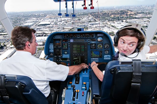 N704LZ — - Cockpit of Zeppelin "Eureka" operated by Airship Ventures.  Right seat is on of the very few female airship pilots, Katharine Board.