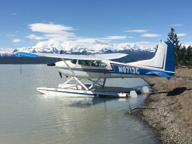 Cessna Skywagon 180 (N9713G) - Beluga Lake with Tordrillo Mountains in the background.