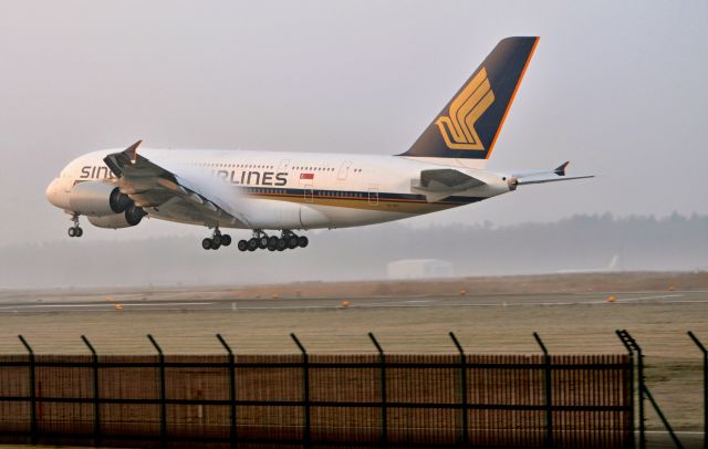 Airbus A380-800 (9V-SKT) - Early morning landing complete with condensation on the wings - Im also on instagram: @zuerichplanes