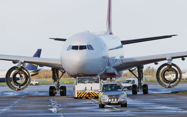 Airbus A330-200 (D-ALPF) - air berlin a330-223 d-alpf being towed to the asl hanger in shannon 23/11/17.