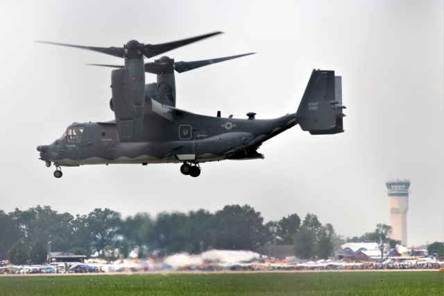 AFR140063 — - Osprey hovering east side of Runway 36 Oshkosh during Air force Special Forces Demo. 