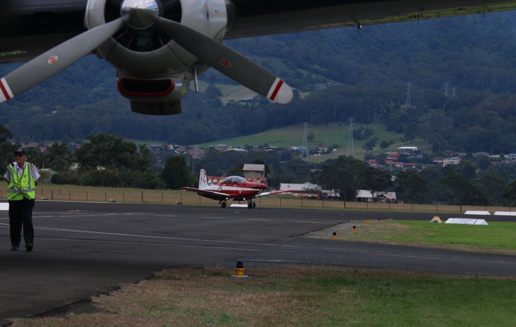 — — - RAAF Roulette taking off at Wings over Illawarra Air show.  Connie in the foreground