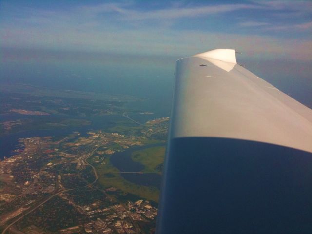 Diamond Star (N867DS) - Over Charleston (CHS).  Charleston, SC Bridge in front of leading edge of wing.