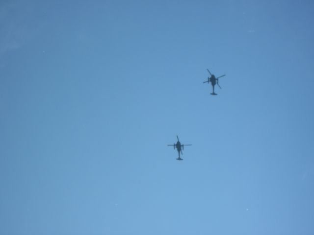 — — - A pair of our Finest returning from another training sortie. Directly overhead.