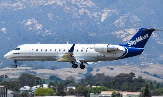 Canadair Regional Jet CRJ-200 (N864AS) - SkyWest CRJ-200 landing on runway 25 at KSBA from KSFO.