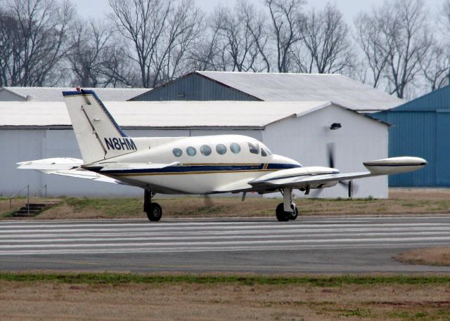 Cessna 310 (N8HM) - Starting to roll for take-off at Downtown Shreveport. Reported gear problem after take-off and returned to airport. See landing pic.