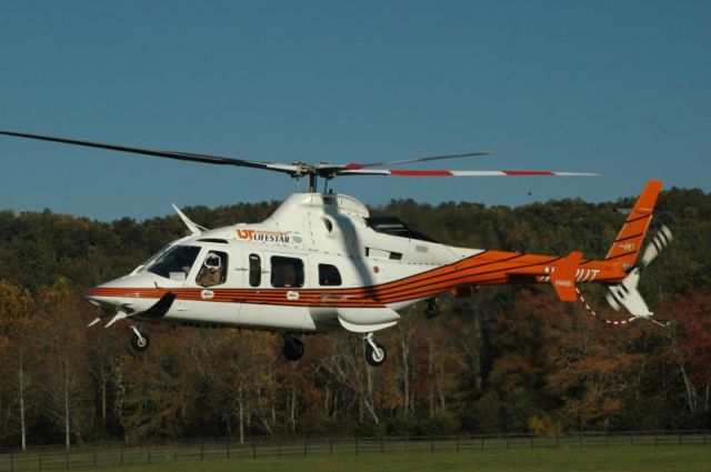 Bell 222 (N432UT) - University of TN's LifeStar at a landing zone in Blairsville, GA