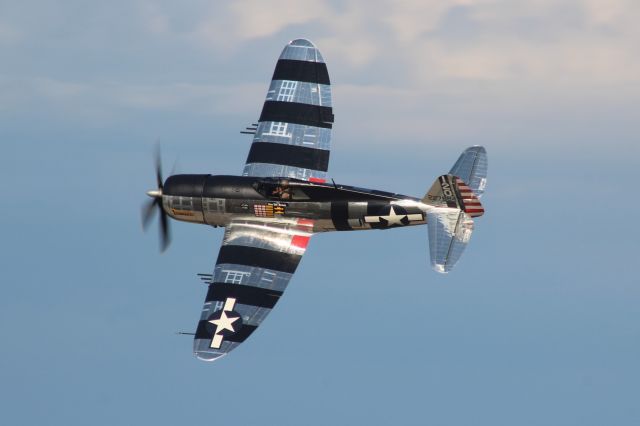 REPUBLIC Thunderbolt (NX4747D) - P-47 Bonnie....made several great passes at Oshkosh '23.br /br /She is a flying tribute to the Republic Aircraft workers of Evansville, IN who put thousands of these great warbirds in the air 80 years ago. 