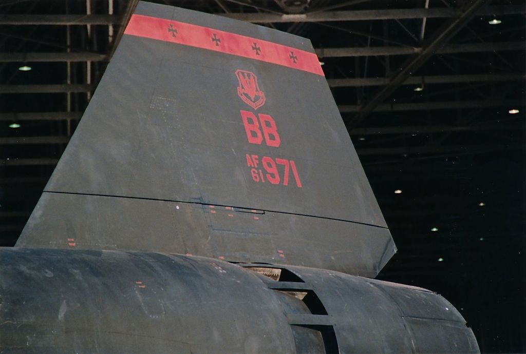 Lockheed Blackbird (61-0971) - Tail of SR-71 on display at a Edwards AFB Open House and Air Show 10-18-1997