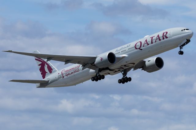 A7-BEP — - A7-BEP departing to Melbourne as QR988, wearing the FIFA World Cup livery.