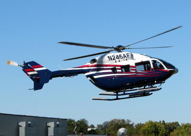 KAWASAKI EC-145 (N245AF) - Lifting off from Metro Aviation / Downtown Shreveport.
