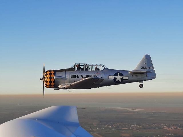 North American T-6 Texan (OO-JOY) - Ferryflight from maintenance.