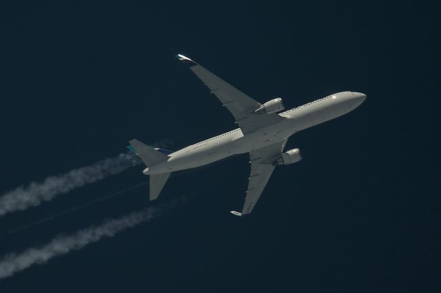 BOEING 767-300 (C-FOJG) - 5-6-16 Westjet Boeing 767 passes overhead West Lancashire, England,UK at 37,000ft working flight number WJA4301 ex Keflavik.br /A very unusual and much welcomed passing visitor for UK spotters.